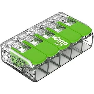 Borne WAGO 221 Green 5x4mm² à leviers souple & rigide