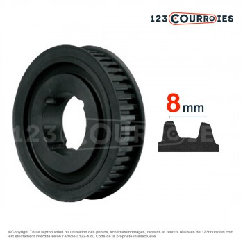 Poulie dentée moyeu amovible PD8M22-30MA